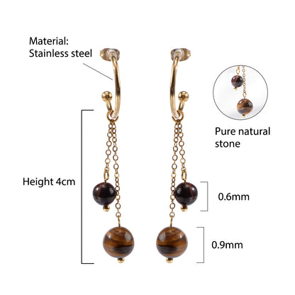 18K Gold-Plated Stainless Steel Nature Stone extension stack earrings