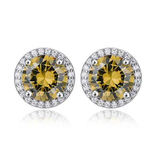 Luxury 1-4 Carat Zirconia Stud Earrings 925 Sterling Silver Halo Earrings