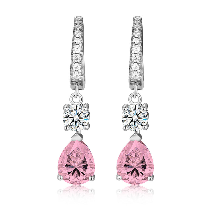 925 Sterling Silver 2 Carat Teardrop shape CZ Earrings For Ladies' High-end Jewelry