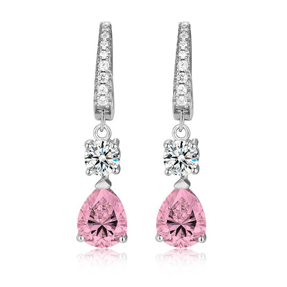 925 Sterling Silver 2 Carat Teardrop shape CZ Earrings For Ladies' High-end Jewelry