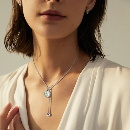 Oudisijewelry Adjustable faceted glass pendant necklace