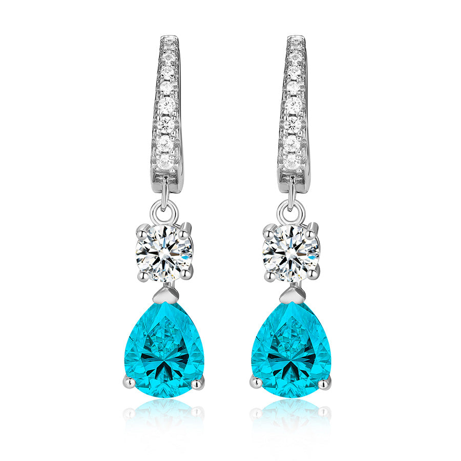 925 Sterling Silver 2 Carat Teardrop shape CZ Earrings For Ladies' High-end Jewelry