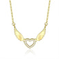 Movable Wing Heart Necklace  925 Sterling Silver Angel Wings Pendant with Zircon