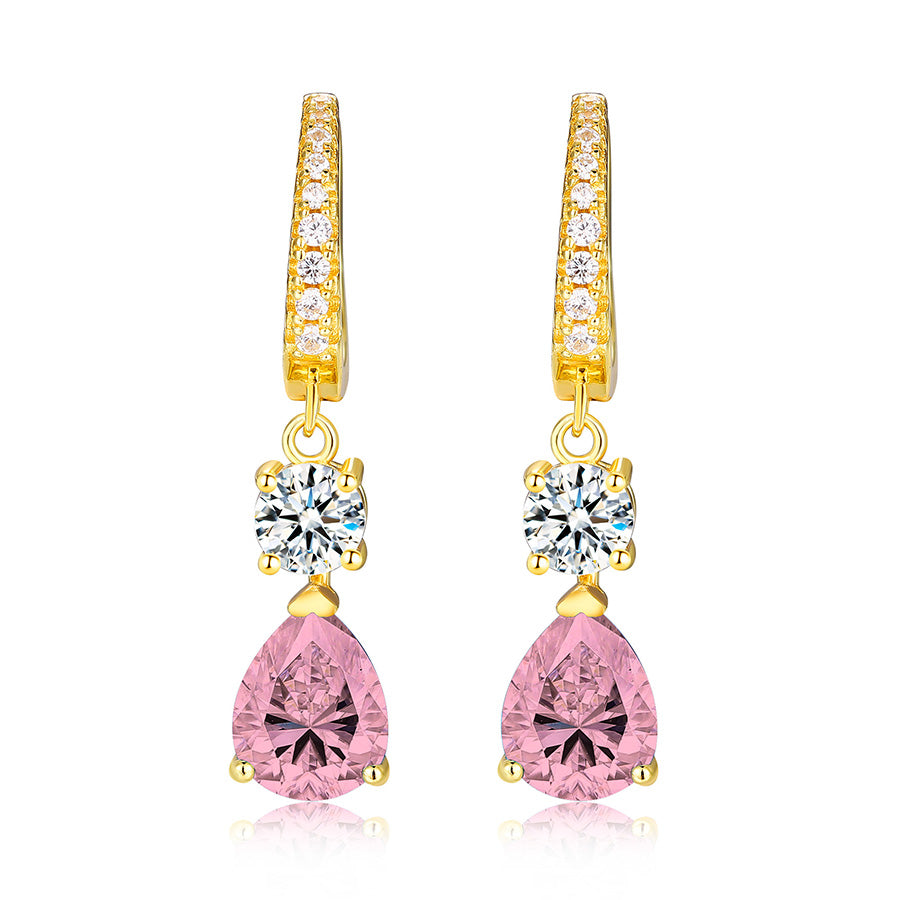 925 Sterling Silver 2 Carat Teardrop shape CZ Earrings For Ladies' High-end Jewelry