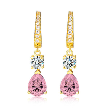 925 Sterling Silver 2 Carat Teardrop shape CZ Earrings For Ladies' High-end Jewelry