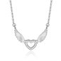 Movable Wing Heart Necklace  925 Sterling Silver Angel Wings Pendant with Zircon