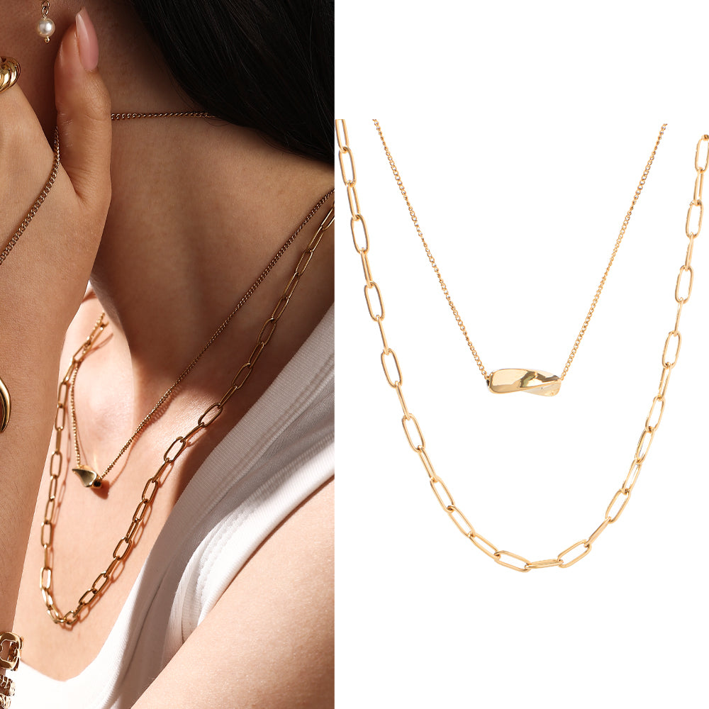 Stainless Steel 18K Gold-Plated Stack Necklaces