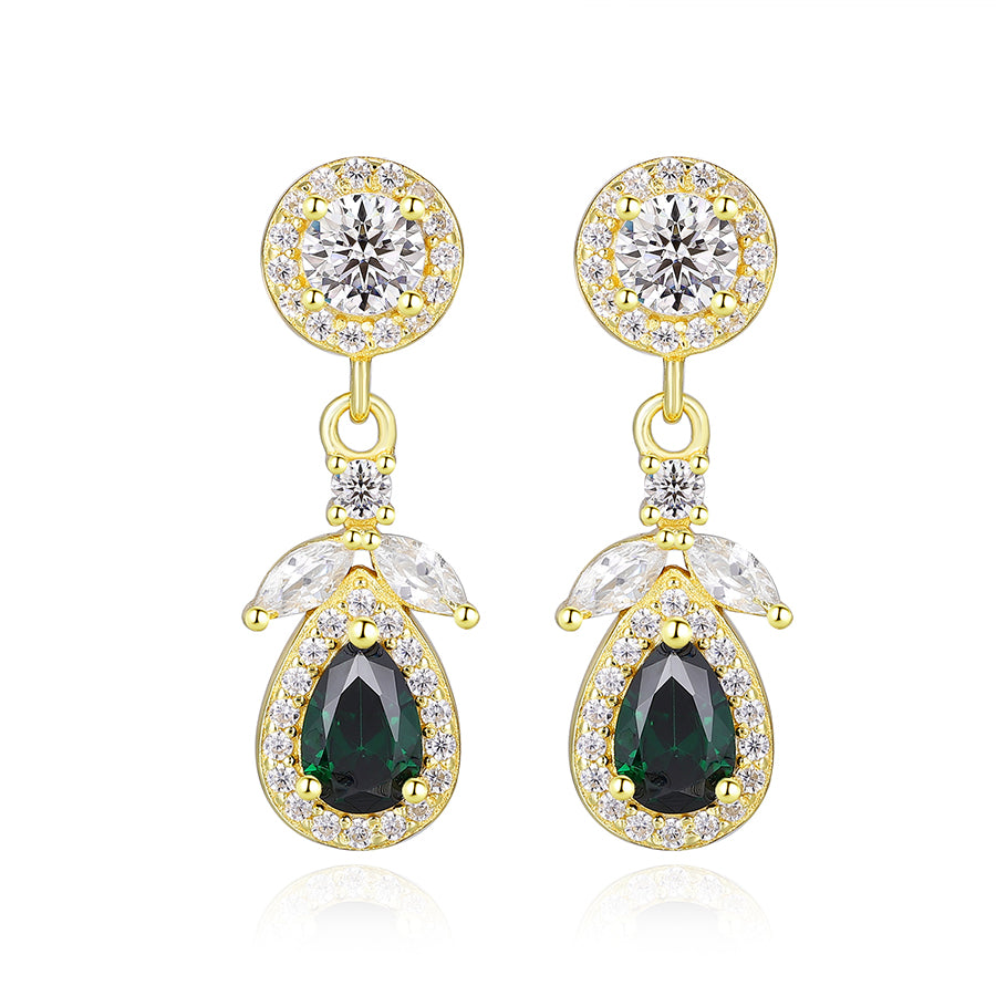 S925 Sterling Silver Teardrop CZ Drop Earrings – Elegant Sparkling Dangle Earrings for Women
