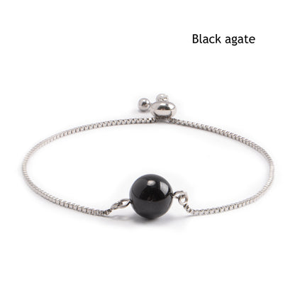 Women's Fine Jewelry Stainless Steel 18K Gold-Plated Natural Stone Adjustable Bracelet