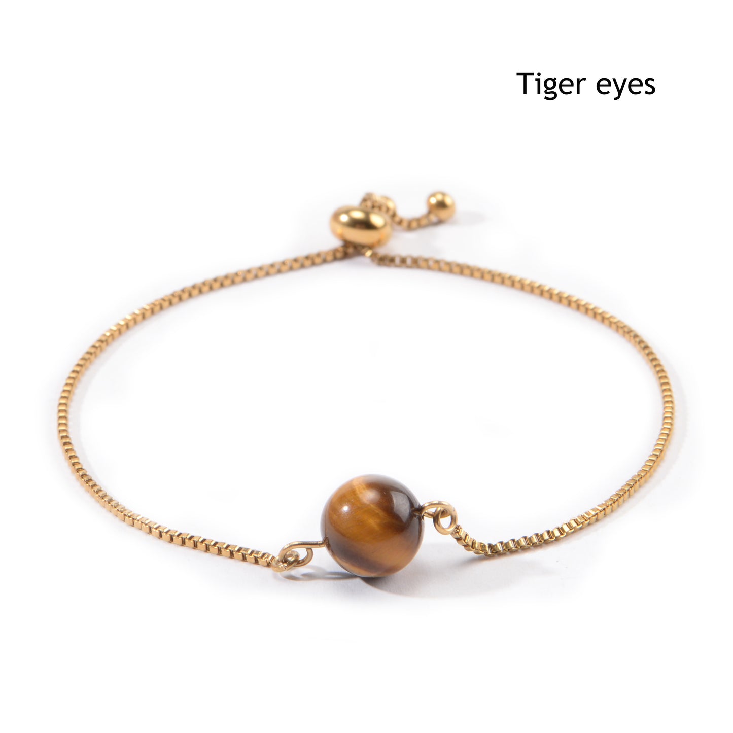 Women's Fine Jewelry Stainless Steel 18K Gold-Plated Natural Stone Adjustable Bracelet