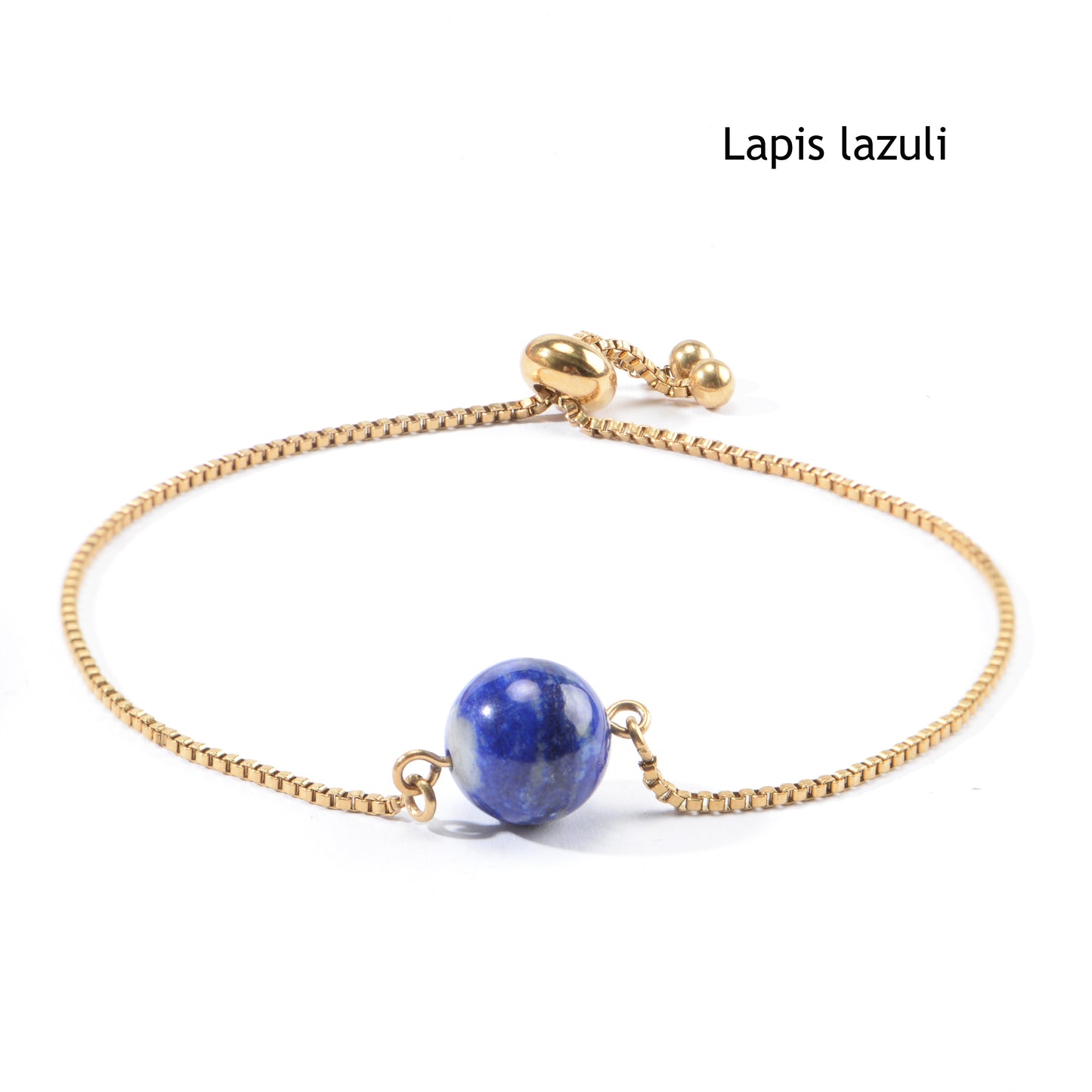 Women's Fine Jewelry Stainless Steel 18K Gold-Plated Natural Stone Adjustable Bracelet