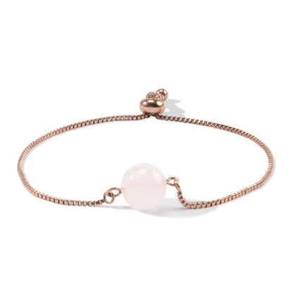 Women's Fine Jewelry Stainless Steel 18K Gold-Plated Natural Stone Adjustable Bracelet