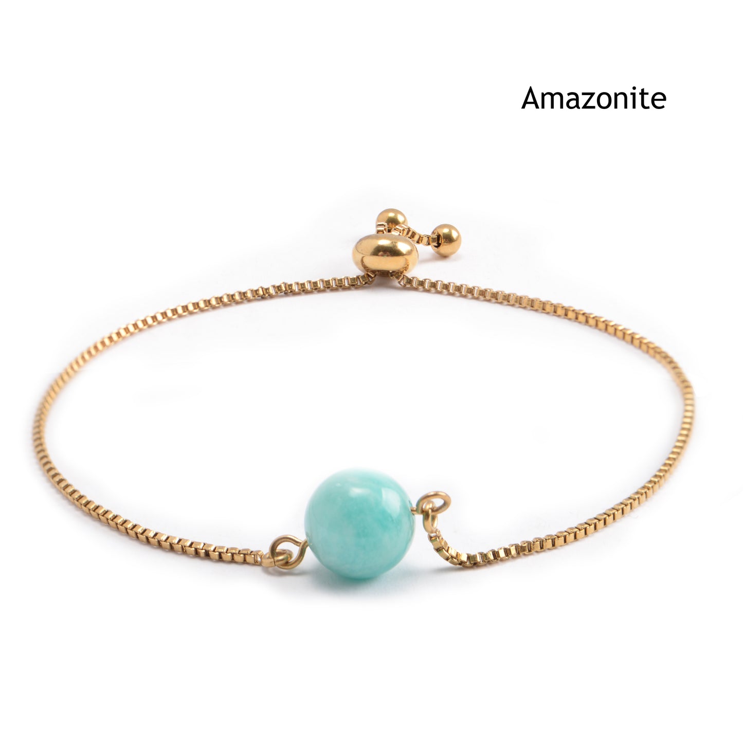 Women's Fine Jewelry Stainless Steel 18K Gold-Plated Natural Stone Adjustable Bracelet