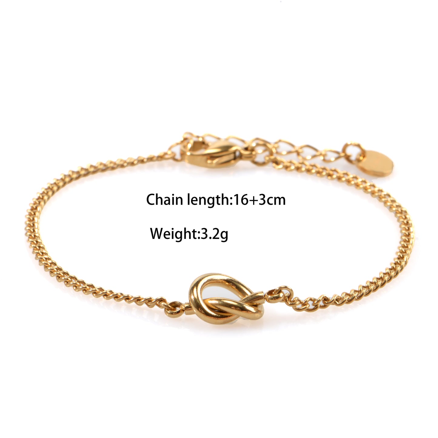 Elegant 18K Gold Plated Stainless Steel Knot Bracelet for Wome