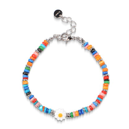 Natural Stone Beaded Bracelet for Women Handmade Beach Flower Bracelet Jewelry