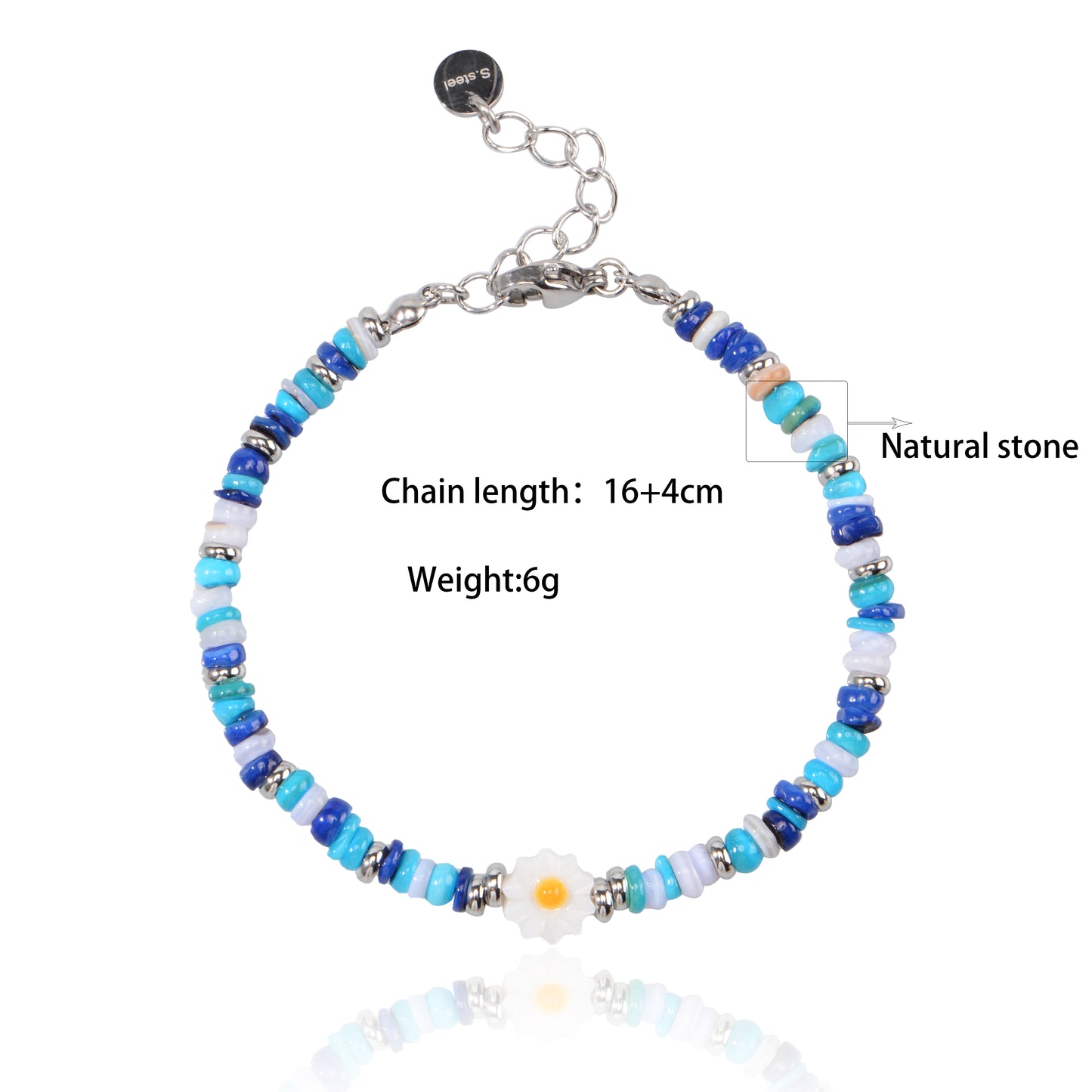 Natural Stone Beaded Bracelet for Women Handmade Beach Flower Bracelet Jewelry