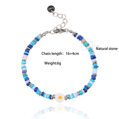 Natural Stone Beaded Bracelet for Women Handmade Beach Flower Bracelet Jewelry