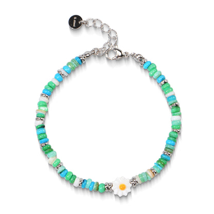 Natural Stone Beaded Bracelet for Women Handmade Beach Flower Bracelet Jewelry