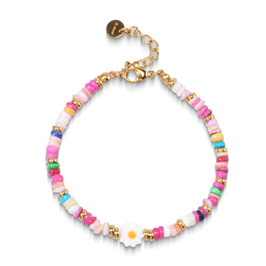 Stainless Steel Shell Beads Handmade Flower  Bracelet