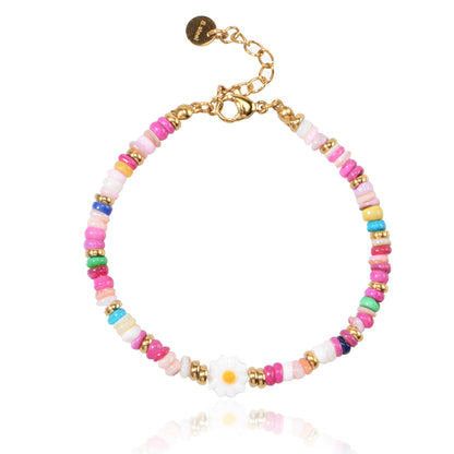 Natural Stone Beaded Bracelet for Women Handmade Beach Flower Bracelet Jewelry