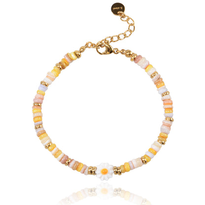 Natural Stone Beaded Bracelet for Women Handmade Beach Flower Bracelet Jewelry