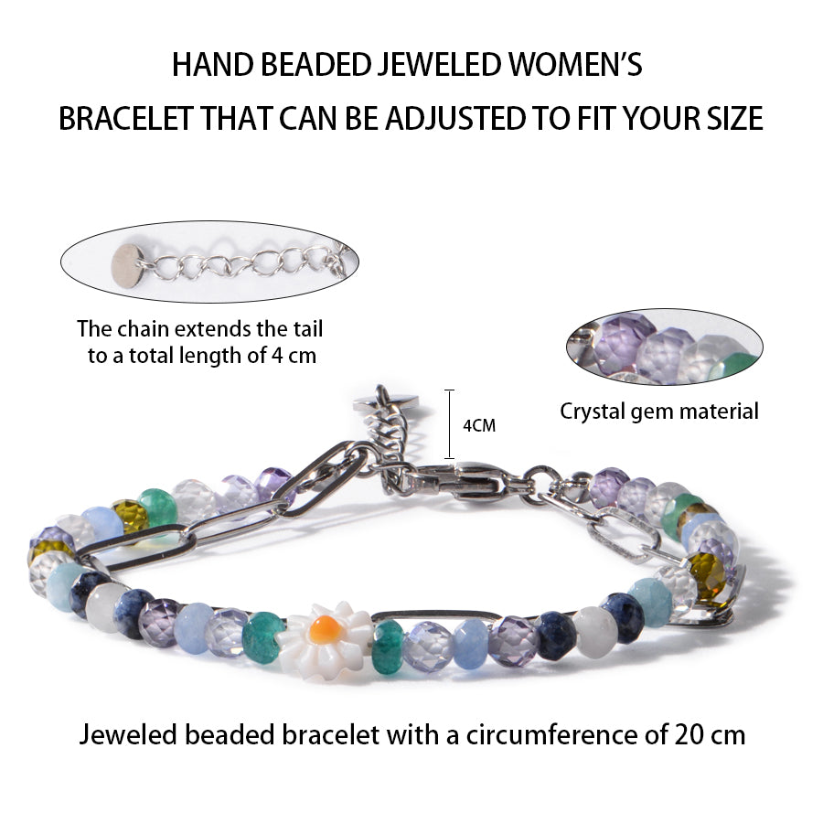 Stainless Steel Zircon Charm String Boho Seed Beads