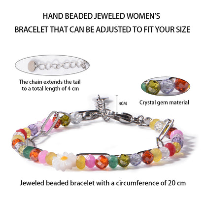 Oudisijewelry Women Zircon Adjustable Charm String Braided Boho Seed Beads