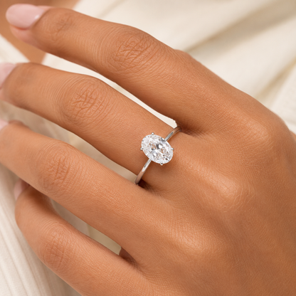6.5CT Oval-Cut Zircon Solitaire Ring in 925 Sterling Silver