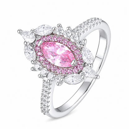 Marquise Cut Green Zircon Statement Ring | 925 Sterling Silver Women’s Vintage Halo Ring
