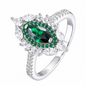 Marquise Cut Green Zircon Statement Ring | 925 Sterling Silver Women’s Vintage Halo Ring
