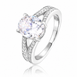 925 Sterling Silver Oval Cut White Zircon Ring, Twisted Split Shank Paved Band Engagement Statement Ring for Women