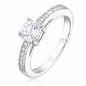 925 Sterling Silver Round Cut Multi-Color Zircon Solitaire Ring, Paved Side Stone Promise Engagement Ring for Women