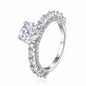 925 Sterling Silver 2 Carat Round Zircon Engagement Ring, Full Paved Eternity Band Promise Wedding Ring for Women
