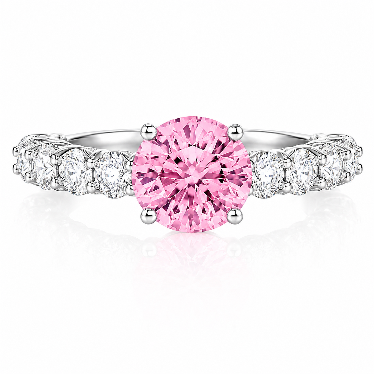 925 Sterling Silver 2 Carat Round Zircon Engagement Ring, Full Paved Eternity Band Promise Wedding Ring for Women