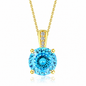 925 Sterling Silver Round Cut Multi-Color Zircon Pendant Necklace, 4 Prong Solitaire Colorful CZ Dainty Chain Necklace for Women