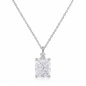 925 Sterling Silver Emerald-Cut Zirconia Pendant Necklace – Clear, Pink, Yellow & Blue Options