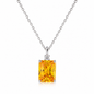 925 Sterling Silver Emerald-Cut Zirconia Pendant Necklace – Clear, Pink, Yellow & Blue Options