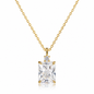 925 Sterling Silver Emerald-Cut Zirconia Pendant Necklace – Clear, Pink, Yellow & Blue Options