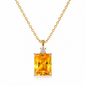 925 Sterling Silver Emerald-Cut Zirconia Pendant Necklace – Clear, Pink, Yellow & Blue Options
