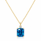 925 Sterling Silver Emerald-Cut Zirconia Pendant Necklace – Clear, Pink, Yellow & Blue Options