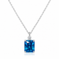 925 Sterling Silver Emerald-Cut Zirconia Pendant Necklace – Clear, Pink, Yellow & Blue Options