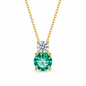 Luxury 925 Silver Double Stone Pendant Necklace with Sparkling Zirconia Gemstones