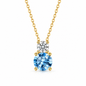 Luxury 925 Silver Double Stone Pendant Necklace with Sparkling Zirconia Gemstones