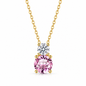 Luxury 925 Silver Double Stone Pendant Necklace with Sparkling Zirconia Gemstones
