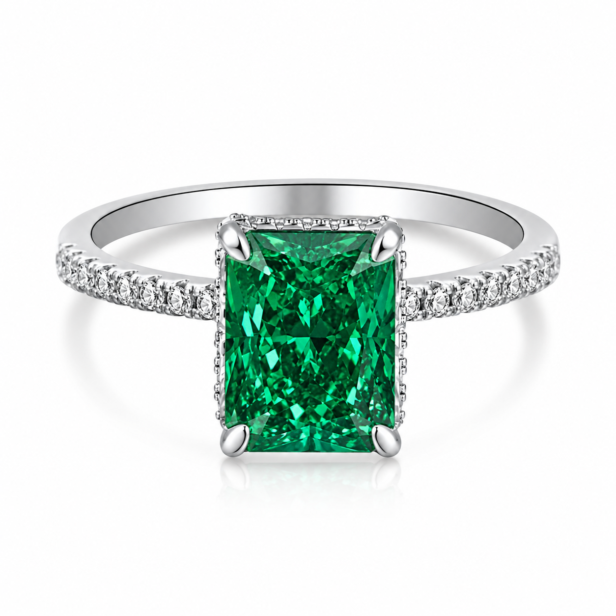 Luxury 925 Silver Square Cut Zirconia Ring with Colorful Gemstone | Elegant Women’s Statement Ring