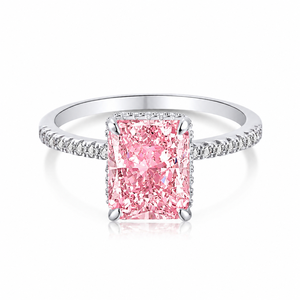 Luxury 925 Silver Square Cut Zirconia Ring with Colorful Gemstone | Elegant Women’s Statement Ring