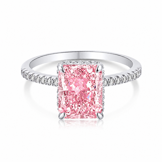 Luxury 925 Silver Square Cut Zirconia Ring with Colorful Gemstone | Elegant Women’s Statement Ring