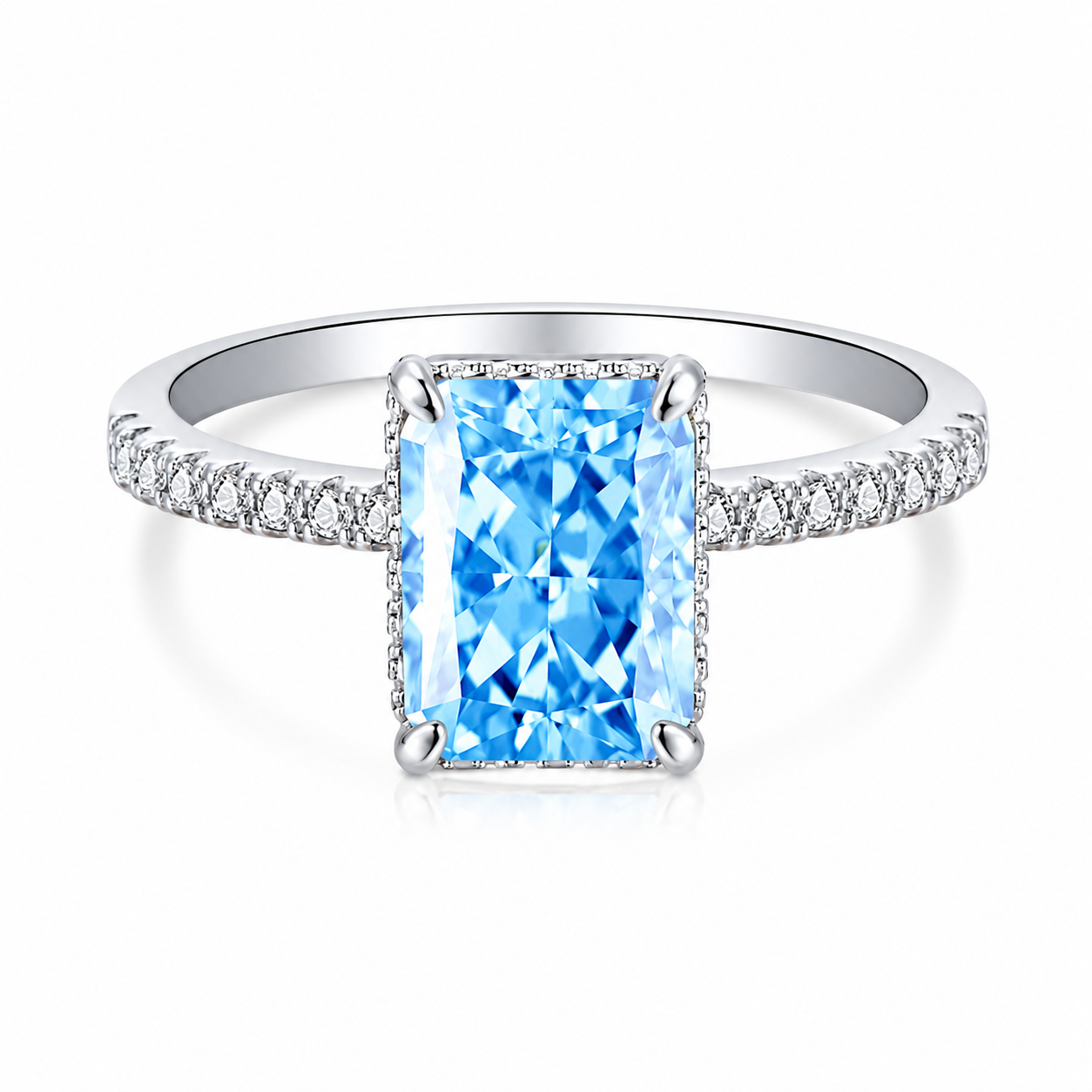 Luxury 925 Silver Square Cut Zirconia Ring with Colorful Gemstone | Elegant Women’s Statement Ring
