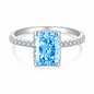 Luxury 925 Silver Square Cut Zirconia Ring with Colorful Gemstone | Elegant Women’s Statement Ring