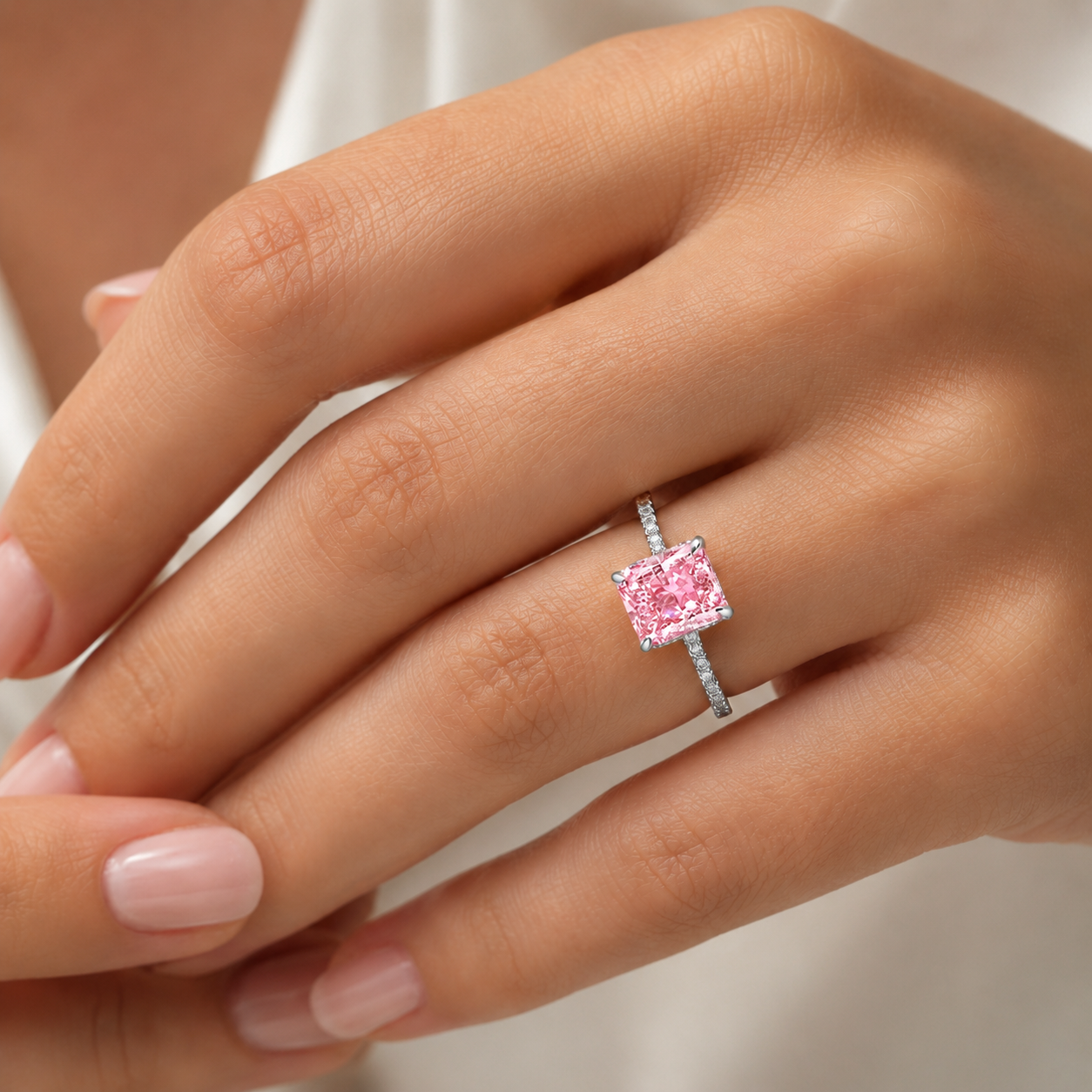 Luxury 925 Silver Square Cut Zirconia Ring with Colorful Gemstone | Elegant Women’s Statement Ring